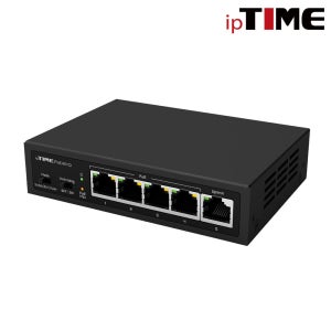 IPTIME POE401Q 4포트 스위칭 허브 1포트 FE UPLINK 10/100Mbps 총 60W 전력지원 포트당 15.4W(총30W)