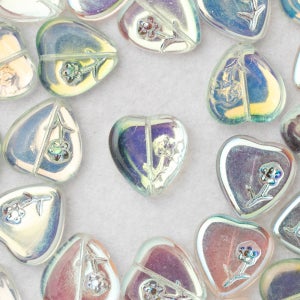 GA3-58B체코비즈 하트데이지참 이리디센트 17mm 1개 키링 팔찌 목걸이 만들기 재료