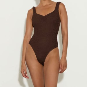 Hunza G 훈자지 토냐 스윔수트 원피스 수영복 메탈릭 초콜릿 여성용 비키니 모노키니