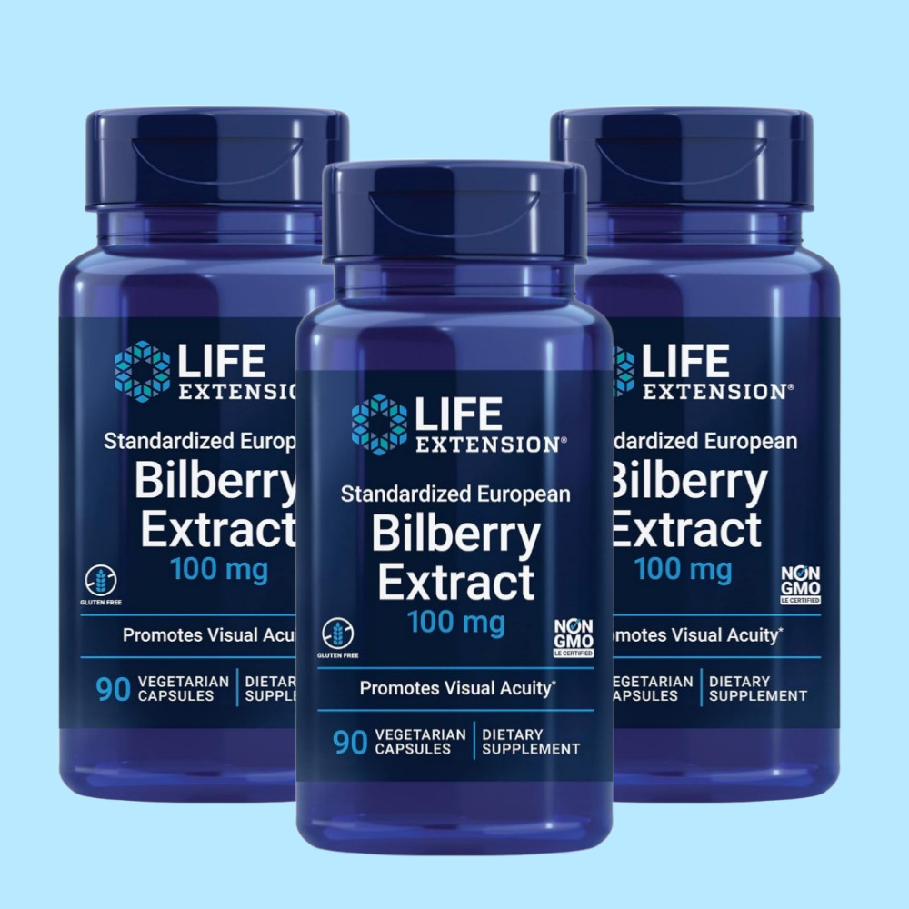 라이프익스텐션 유러피안 <b>빌베리 추출물</b> 100mg 90캡슐 3개