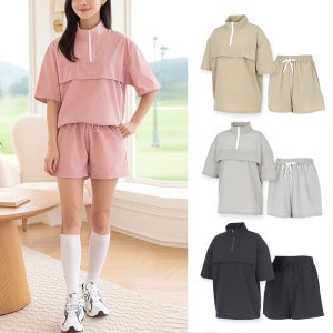 [김영주골프] 여름 고스판 반팔 숏팬츠 셋업 여성 반팔 아노락 반바지 세트 DPMLSE13