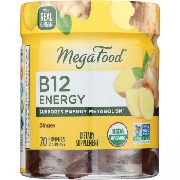 MegaFood <b>메가푸드</b> B12 <b>에너지</b> - 진저 24 mcg 70 구미