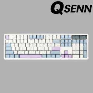 큐센 Q104 PBT 풀윤활 가스켓 유무선 기계식 키보드 블루퍼플 하이무 저소음 바다소금