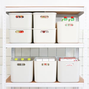 이지라이프 국내생산 펜트리 수납 정리함 주방 다용도 수납함 리빙박스 뚜껑형 4P+4P