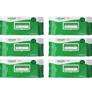 클리넬 clinell 공인판매점 5세대 병원용 살균 소독티슈 용품소독 200매, 6팩