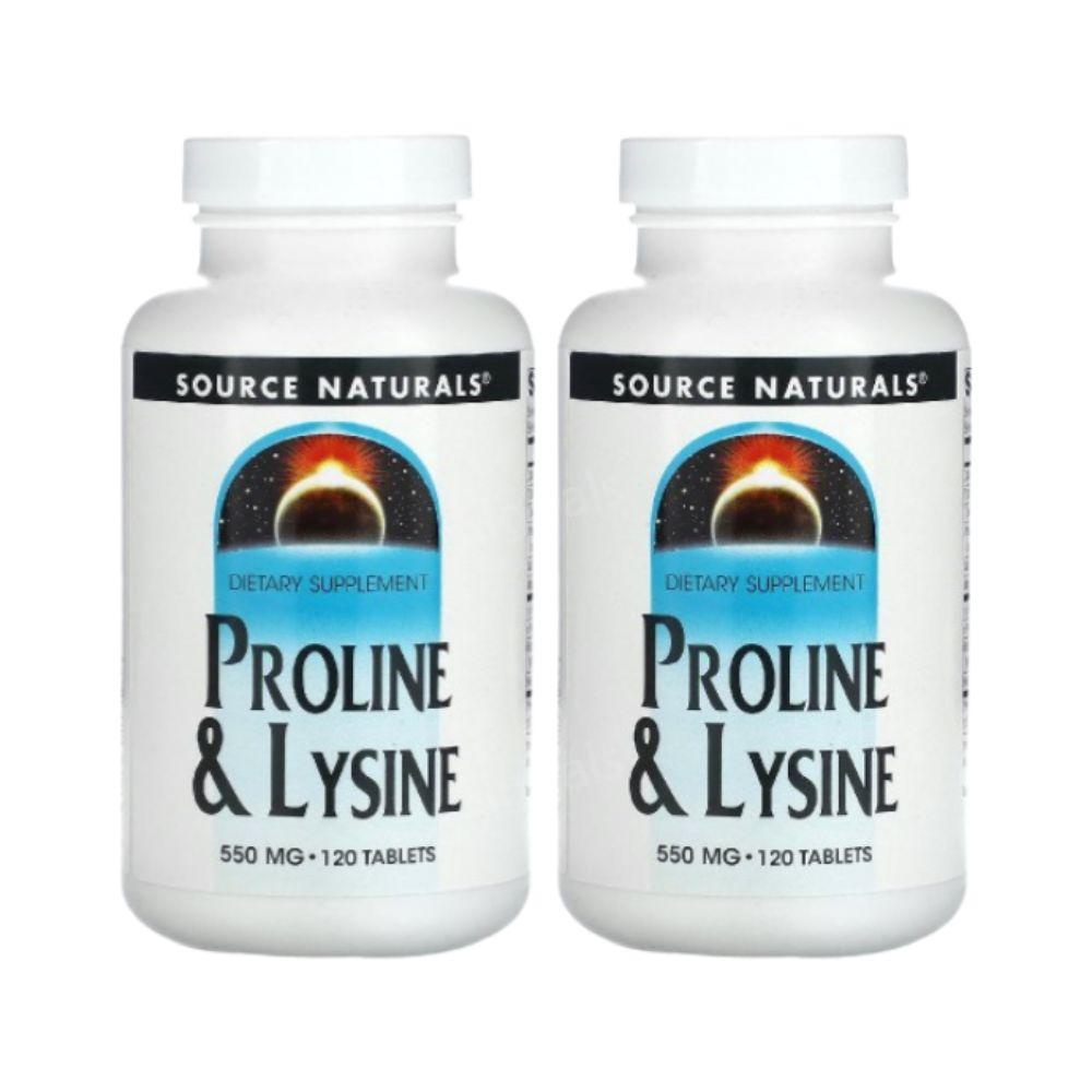 소스내추럴스 <b>L</b> <b>엘</b> <b>프롤린</b> 리신 <b>라이신 550mg</b> 120정 2개 포도씨추출물 Proline