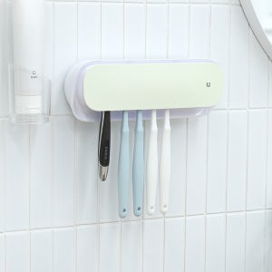 유토렉스 UV-C 온풍 건조 무선 벽걸이 칫솔살균기 센서 감지 무드등 민트
