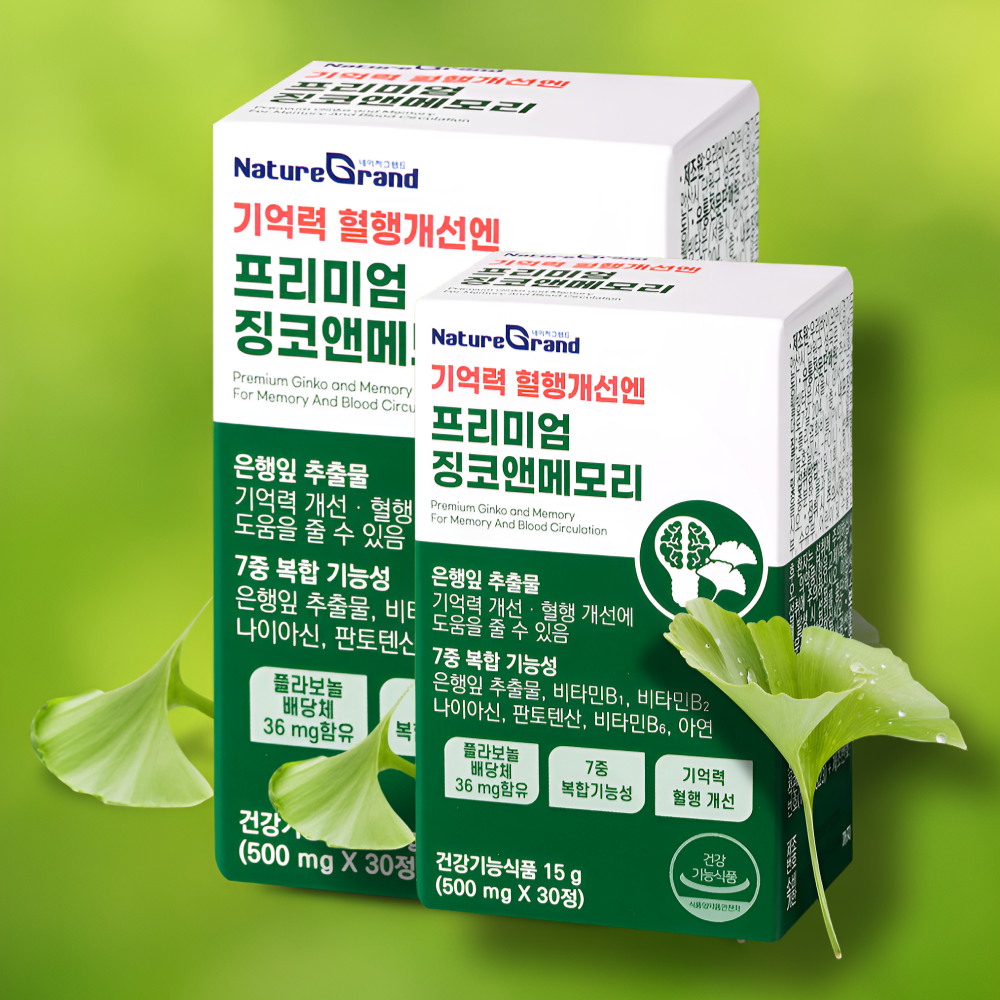 <b>기억력</b>개선 영양제 은행잎추출물 혈행건강 혈액순환 2개월