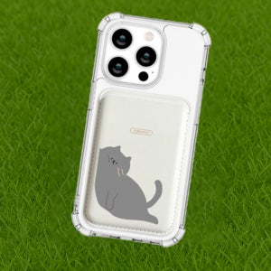 나른하다냥 맥세이프 카드지갑 2장 수납 가죽 아이폰 카드홀더 아트