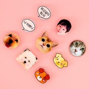 아크릴 그립톡 주문제작 반려동물굿즈 에폭시 커플 강아지 얼굴 자유형 50 x 50 원형