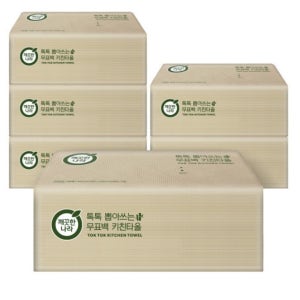 편리한 키친타올 깨끗한나라 무표백 키친타올 100매 6팩