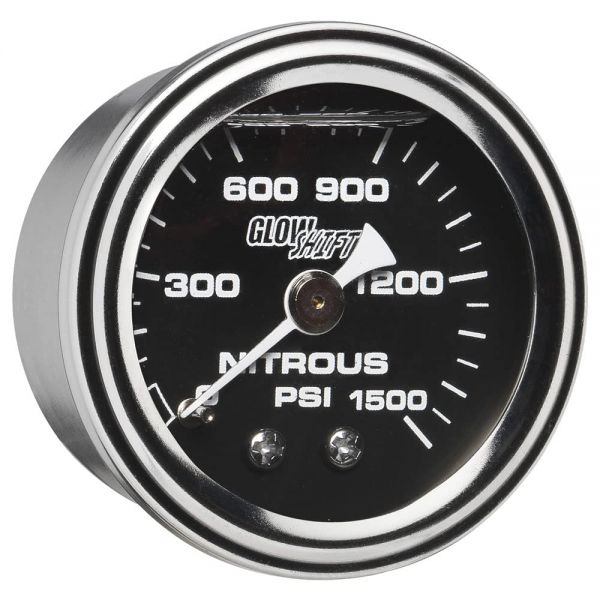 GlowShift 액체 충전 기계식 1 500 PSI 질소 압력 게이지 블랙 다이얼 NOS 병에 설치 8 27 NPT 나사산 2 38mm 직경 1165435