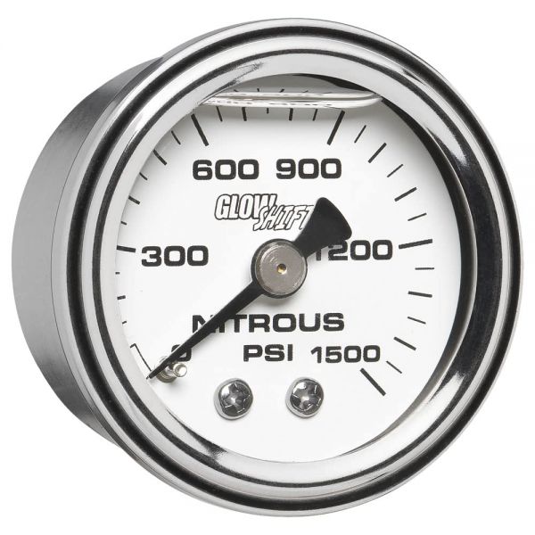 GlowShift 액체 충전 기계식 1 500 PSI 질소 압력 게이지 화이트 다이얼 NOS 병에 설치 8 27 NPT 나사산 2 38mm 직경 1166467