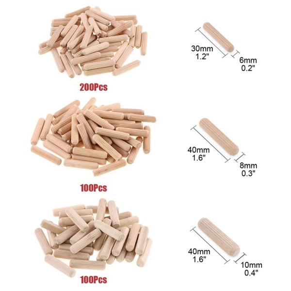 2025 400Pcs 나무 은못 모듬 6Mm 8Mm 10Mm 플러그 막대 그루브 플루트 목공 용 테이퍼 핀