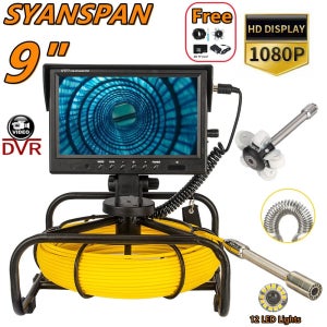 SYANSPAN 방수 파이프 검사 카메라 시스템, HD 스크린, 하수구 라인 산업용 내시경, 5mm 직경 케이블, 9 인치 IP68