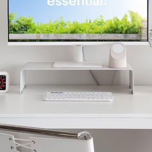 알파플랜 높은 철제 아이맥 모니터 받침대 선반 470mm, 화이트