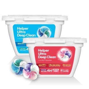 4in1 캡슐세제 울트라 딥클린 고농축 중성 세탁세제 드럼 일반 겸용 48개입, 달콤한과일향24개+시원한바다향24개, 1개