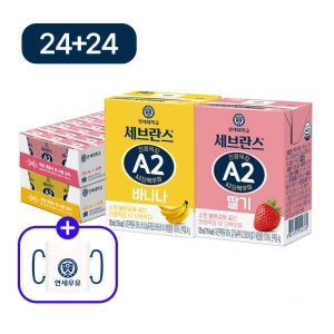 [컵홀더증정] 연세우유 세브란스 전용목장 A2 단백우유 딸기+바나나 125ml, 48개