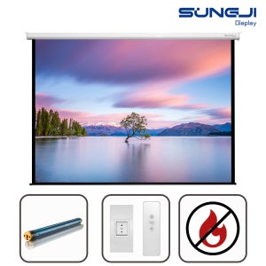 4:3 전동 대형 빔스크린 방염원단 노출형 자동 빔프로젝터스크린 국내제작 254cm(100인치), 1개