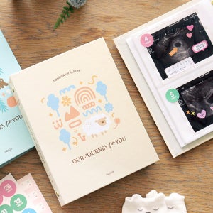 [축하엽서증정] 인디고 처음부모 초음파사진 베이지 포토북 임산부 포켓앨범 말띠 태교 선물