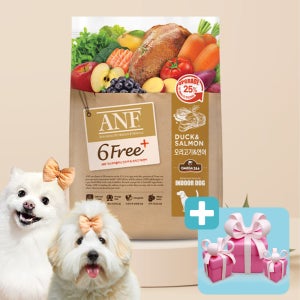 (사은품증정) ANF 식스프리 플러스 인도어 강아지 사료 오리고기와 연어, 5.6kg, 1개