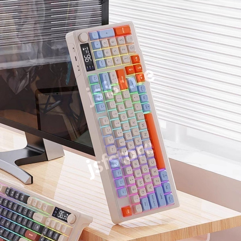 Wolf M96 기계식 무선 블루투스 키보드 96키 화이트