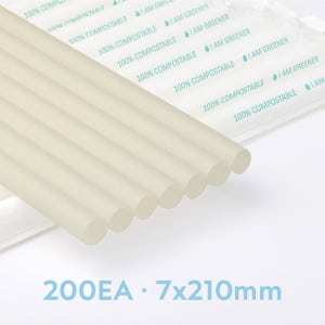 대나무 PLA 일회용 빨대 개별포장 200개 생분해 스트로우 210 / CB9611