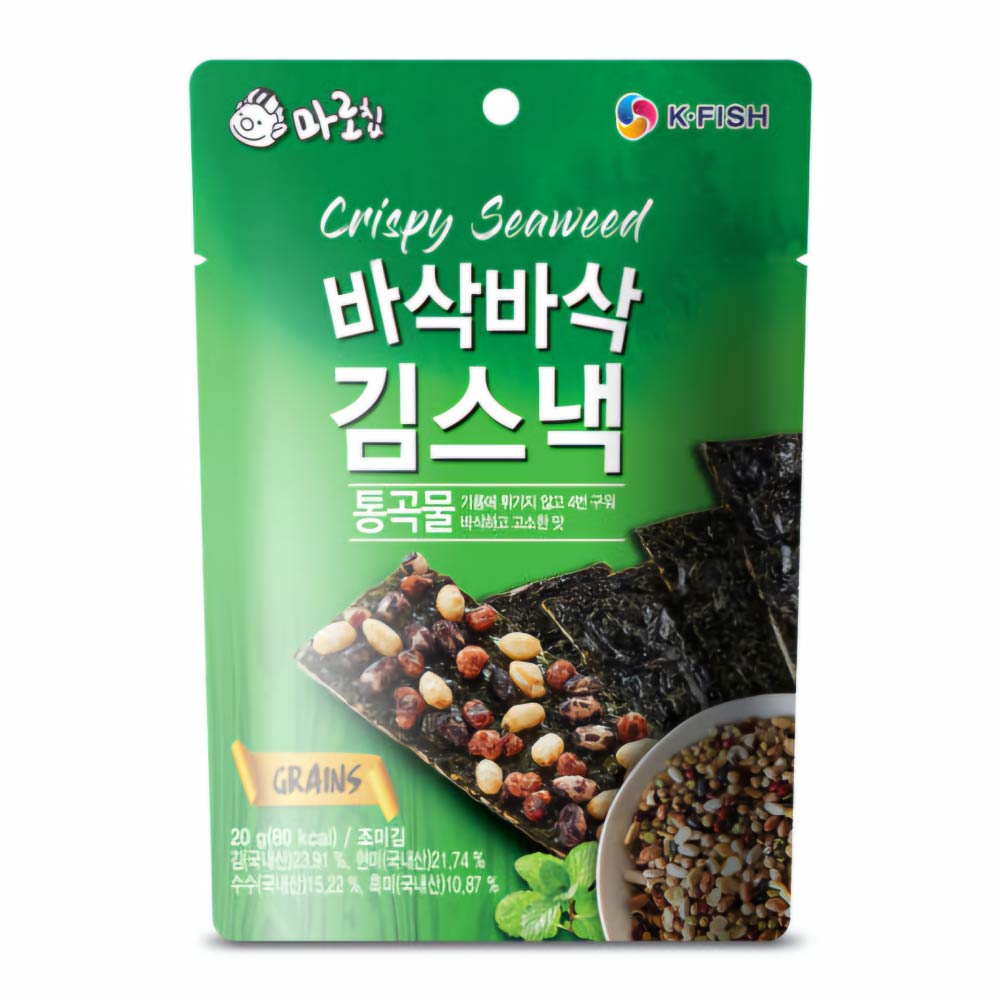 바삭바삭 김스낵 6종 구운 김 과자 마로칩 현미 아몬드 치즈 코코넛 와사비 단백질 간식