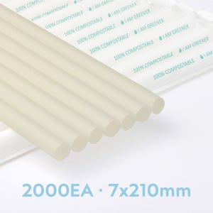 대나무 PLA 일회용 빨대 개별포장 2000개 생분해 스트로우 210 / 1CB9611