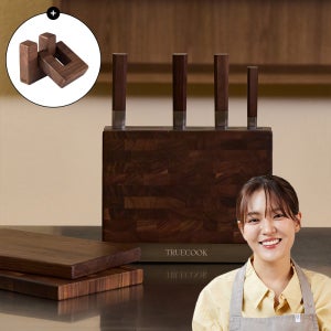 트루쿡 원목 나무도마 주방칼 다마스커스 칼꽂이 세트