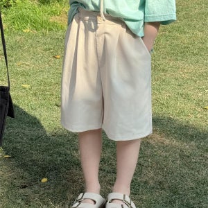 Irene’s Closet 솔리드 원턱 와이드 슬랙스 5부 반바지 유아 주니어 여름