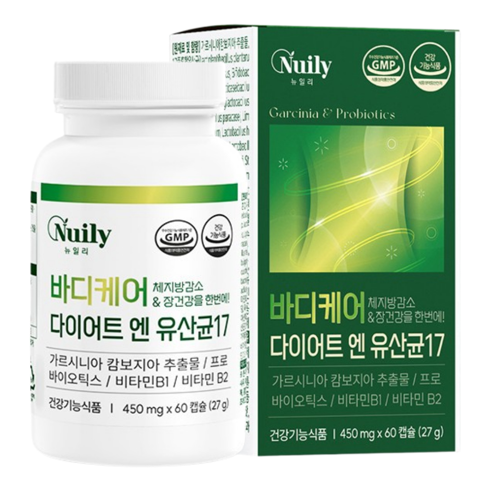 뉴일리 <b>비타민</b> B1 <b>B2</b> 프로바이오틱스 가르시니아 바디케어 다이어트 <b>엔</b> 유산균17 60캡슐