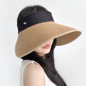 국내제작 챙넓은 자외선차단 돌돌이 썬캡 여성 여름 밀짚 햇빛가리개모자