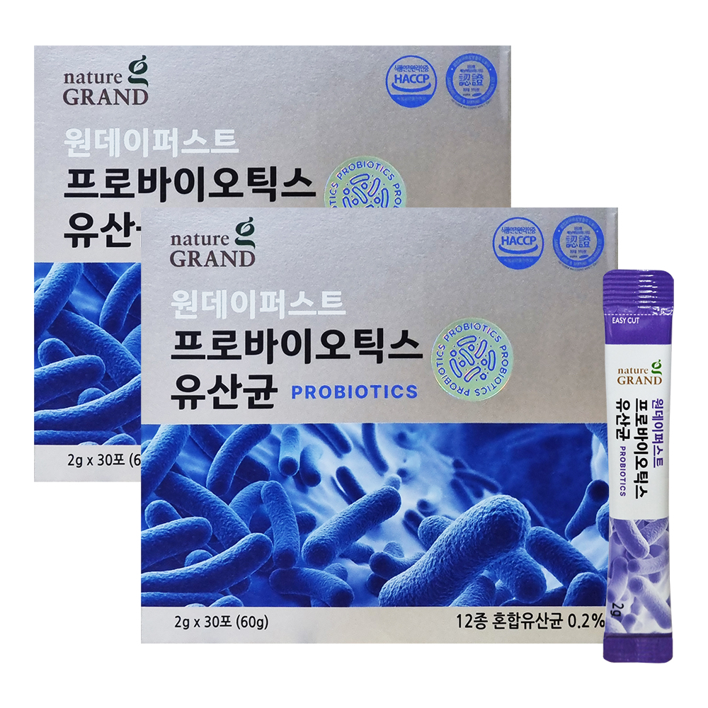 <b>네이처</b>그랜드 원데이퍼스트 프로바이오틱스 유산균 30포 X 2개 분말 가루 혼합유산균 스틱