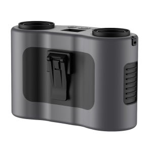 허리형 이중 선풍기 휴대용 팬 속도 조절 컨트롤 시원한 등산 이동 주황색