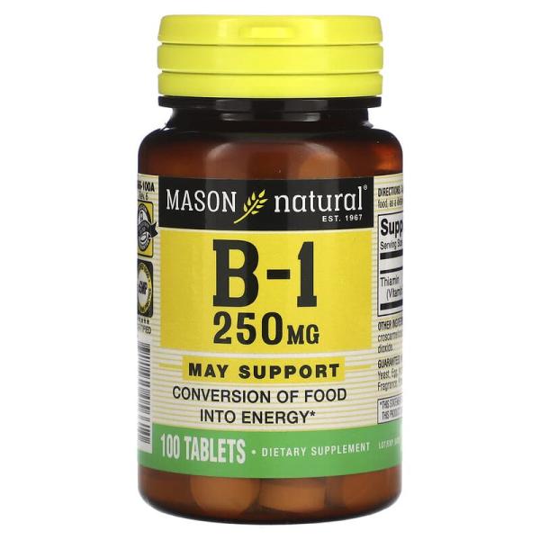 Mason Natural, <b>비타민B1</b>, 250mg, 100정