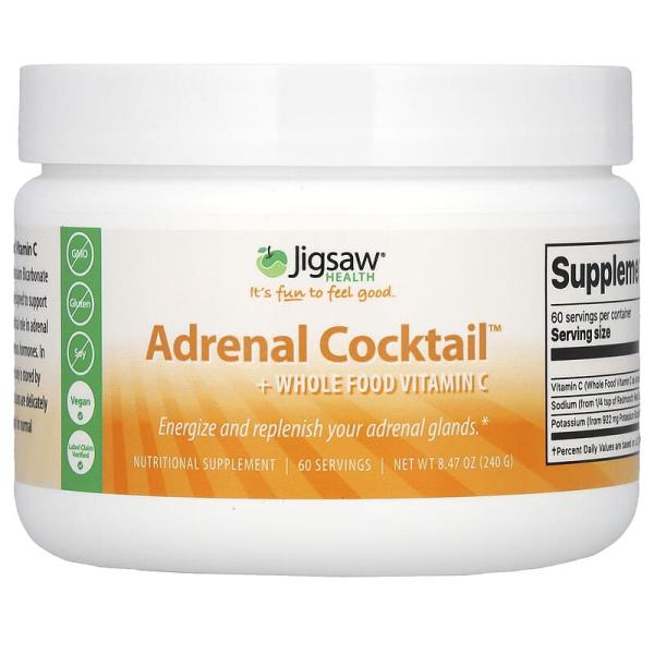 <b>Jigsaw Health</b>, <b>부신</b> 칵테일 + 천연 식품 비타민C, 240g(8.47oz)