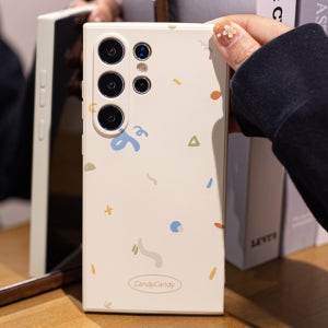 갤럭시 S25 액상 실리콘 논스톱 미니멀 심플 크레용 그림 폰케이스