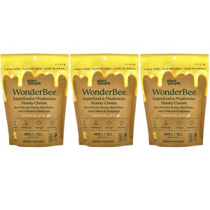 Plant People, WonderBee 슈퍼푸드 & 버섯 꿀 츄, 초콜릿, 30개 (3개세트)