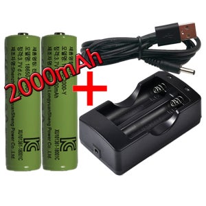 18650 배터리 2000mAh+충전기 / 손선풍기 헤드랜턴 손전등 후레쉬 캠핑 낚시 등산