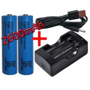 18650 배터리 2600mAh +충전기 / 손선풍기 헤드랜턴 손전등 후레쉬 캠핑 낚시 등산