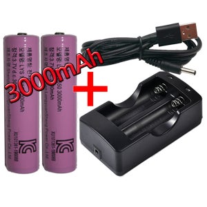 18650 배터리 3000mAh+충전기 / 손선풍기 헤드랜턴 손전등 후레쉬 캠핑 낚시 등산