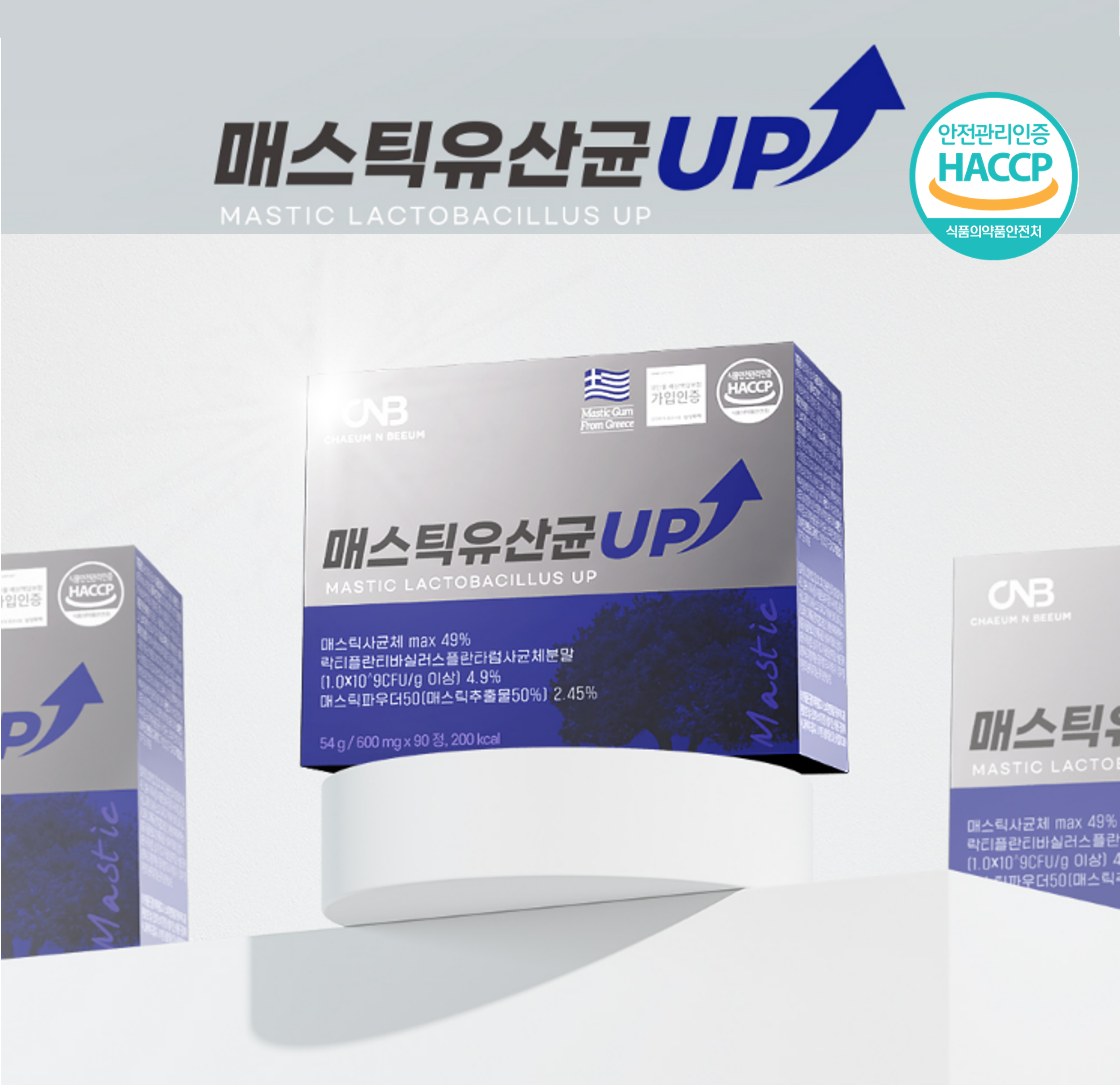 먹는수액 위건강 매스틱 유산균<b>UP</b> 600mg <b>프리미엄</b> 변비유산균 대용량 90정, 1개