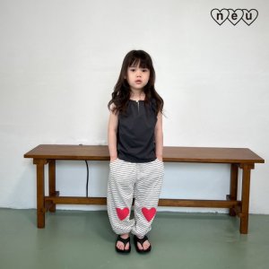 노이 25여름 하트 방방 단가라 팬츠 바지 유아동 XS-XL (아이보리,네이비)