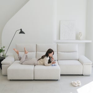 [무료배송] 세이홈 디오 모션 슬라이딩 패브릭 리클라이너 소파 아이보리, 4인용