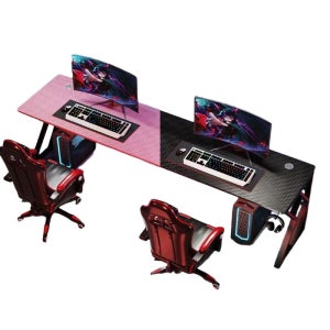 2인용 게이밍 컴퓨터책상 커플 피시방 데스크 PC방 사무용 블랙 200x60x74cm