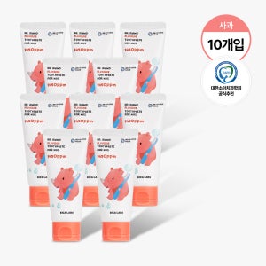 에이카랩스 어린이치약 코뿔소치약 불소 고불소 유아 아기 초등학생 주니어 사과향, 60g, 10개