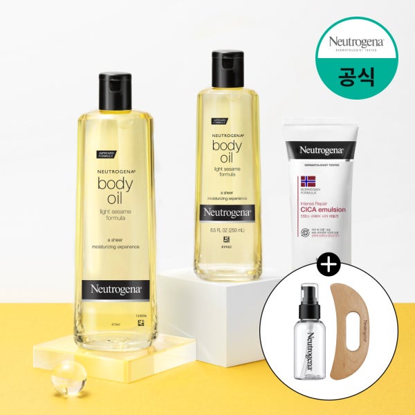 [네이버단독] 뉴트로지나 더블기획 바디오일 473+250mL+로션 88mL 마사지 괄사