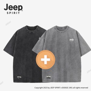 JEEP SPIRIT 남자 여자 면 100% 반팔 티셔츠 면티 빈티지 오버핏 반팔티 2종