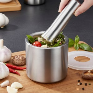 코지키친 스텐 마늘 다지기 깨절구 스테인리스 절구통 공이 세트